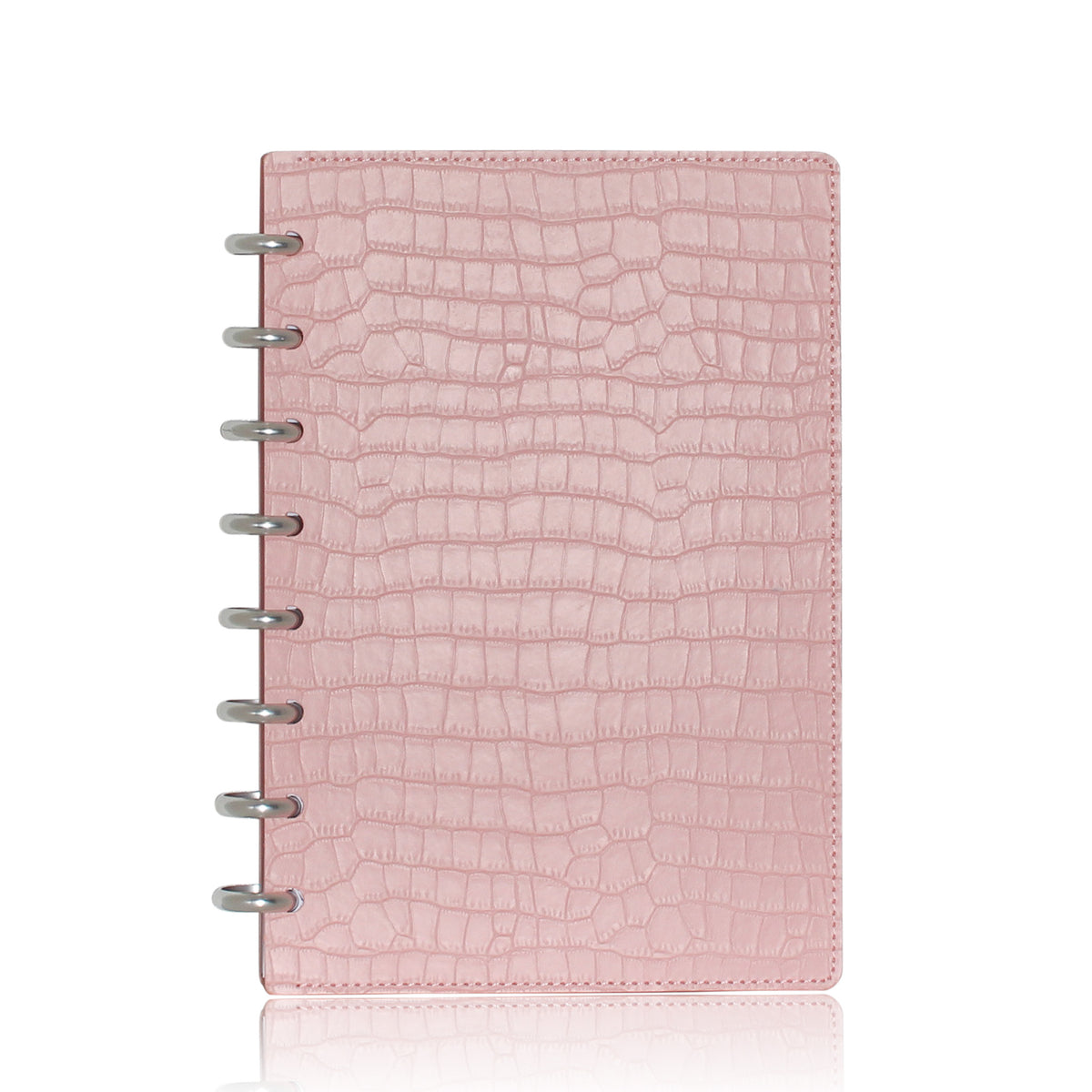 Pink Croc Leather Planner Cover - Half Letter