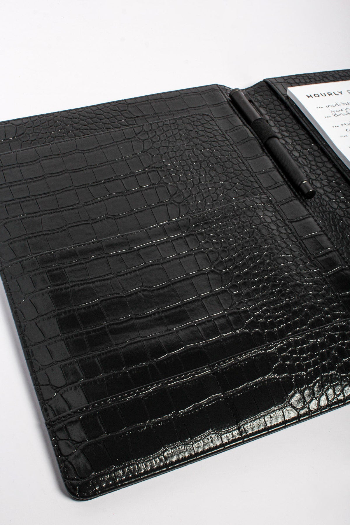 A4 Croc Leather Padfolio Cover - Noir