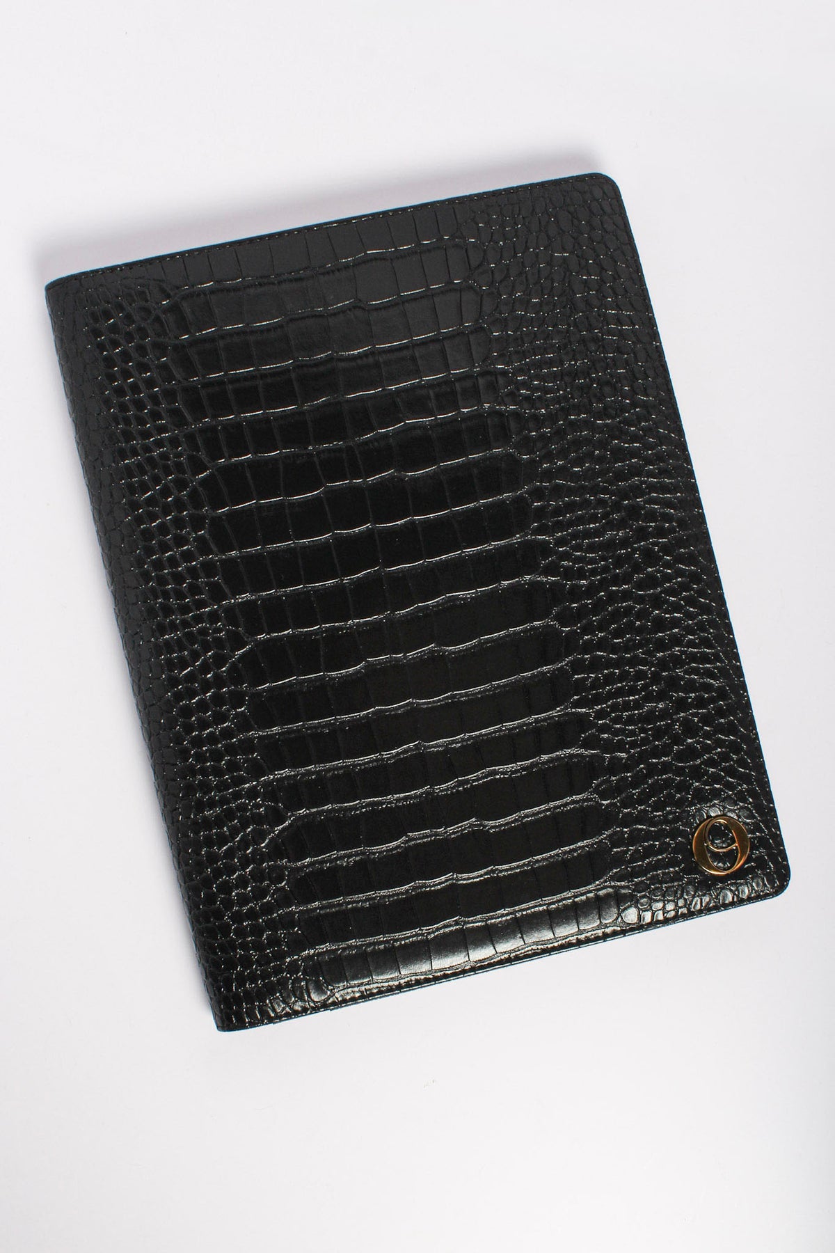 PRE-ORDER | A4 Croc Leather Padfolio - Noir