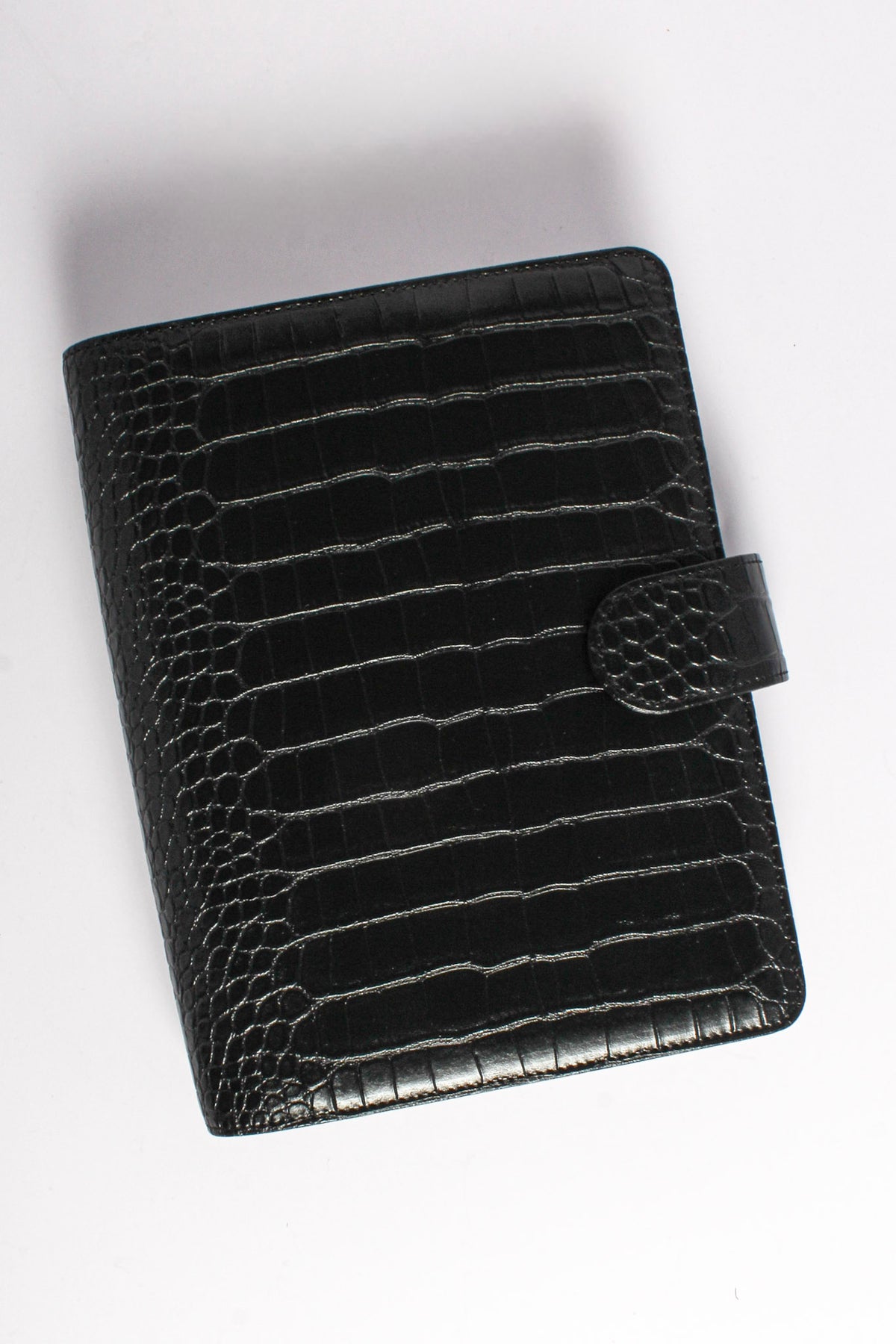Croc Leather A5 Planner Cover - Noir