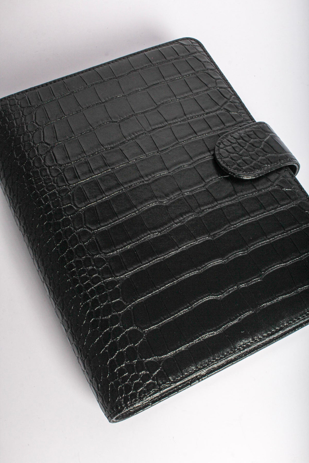 Croc Leather A5 Planner Cover - Noir