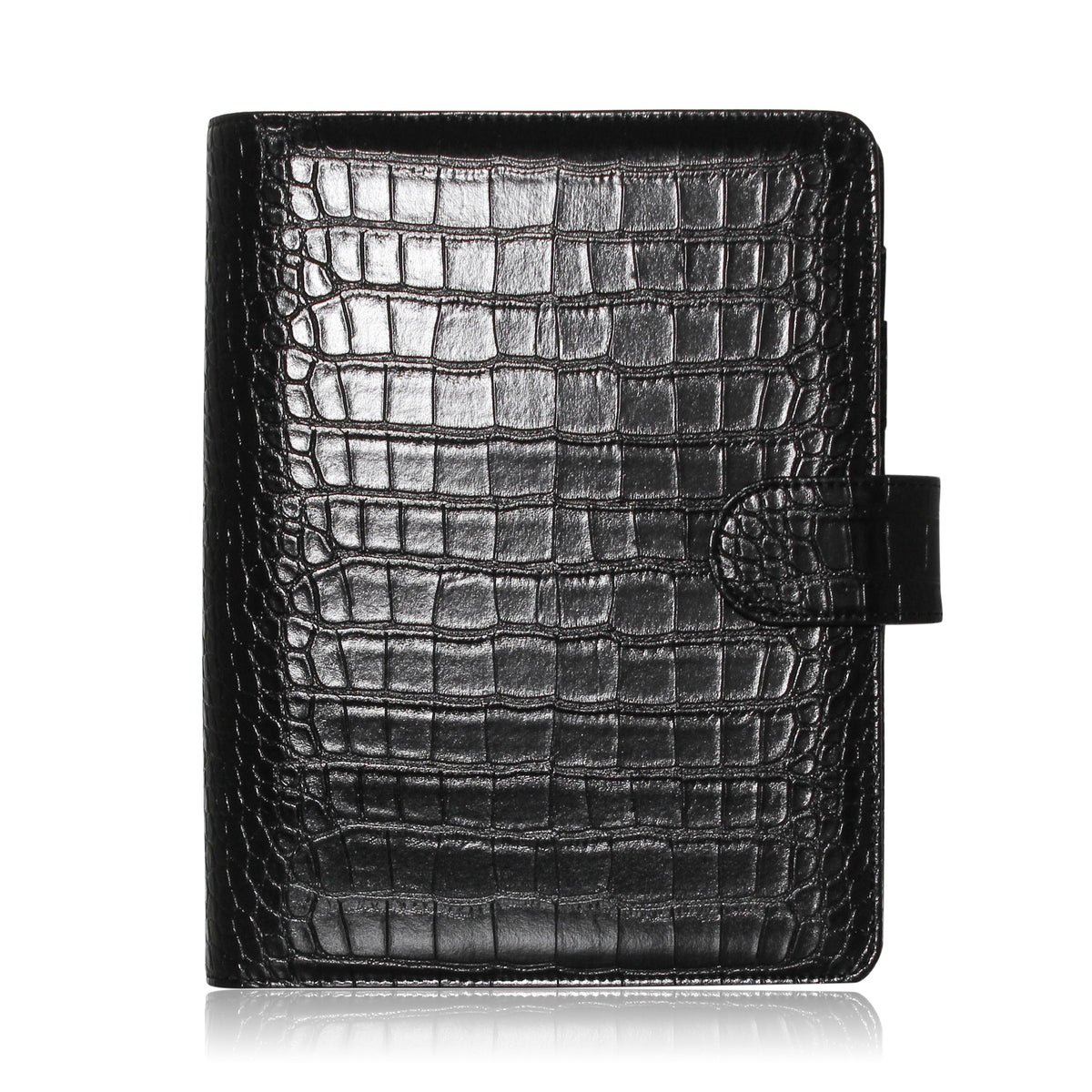 Croc Leather A5 Planner Cover - Noir