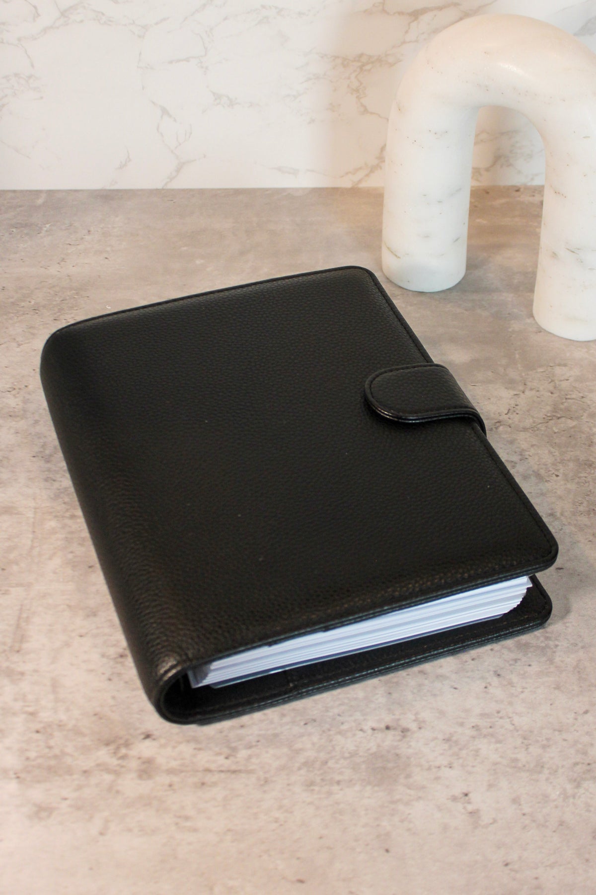 Pebbled Leather A5 Planner Cover - Noir