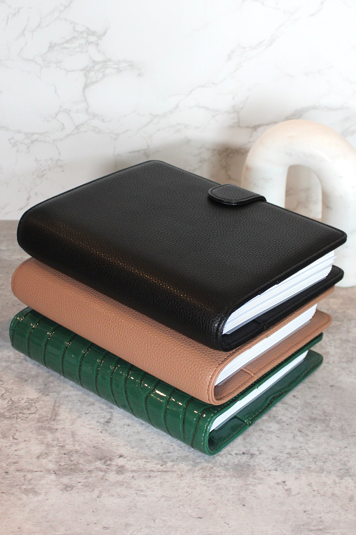 Pebbled Leather A5 Planner Cover - Noir